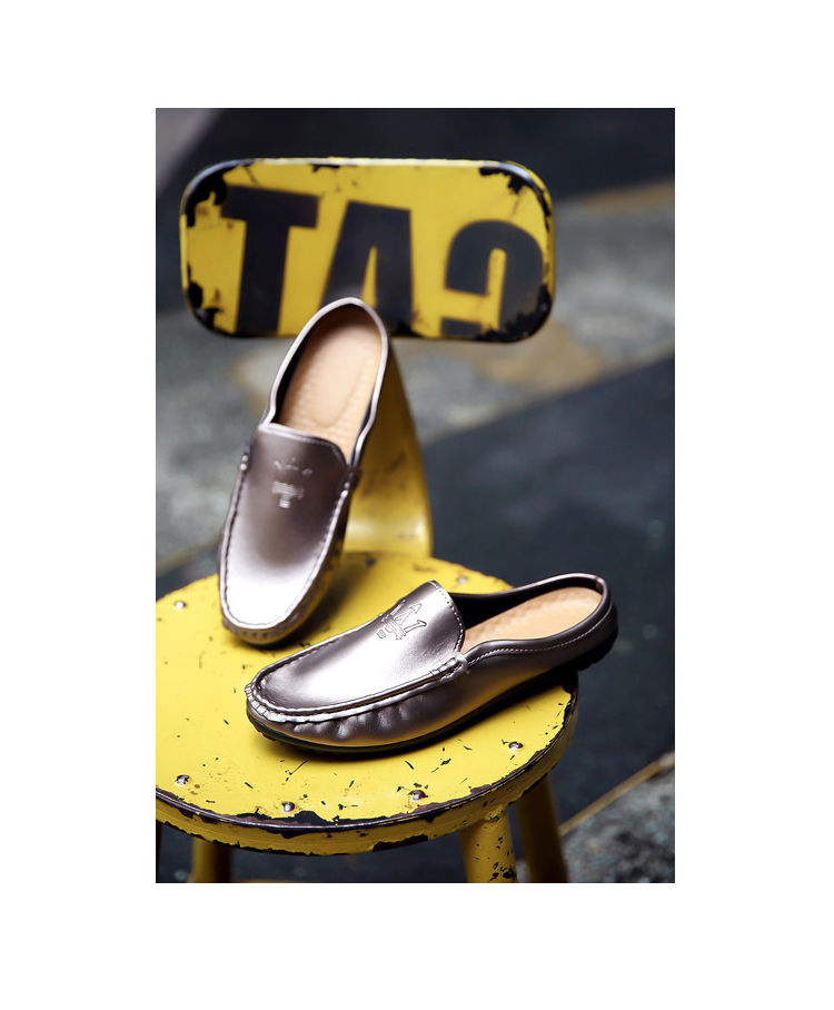 凉鞋无后跟包头皮鞋半拖鞋潮男鞋半托夏季皮托潮hbx7004